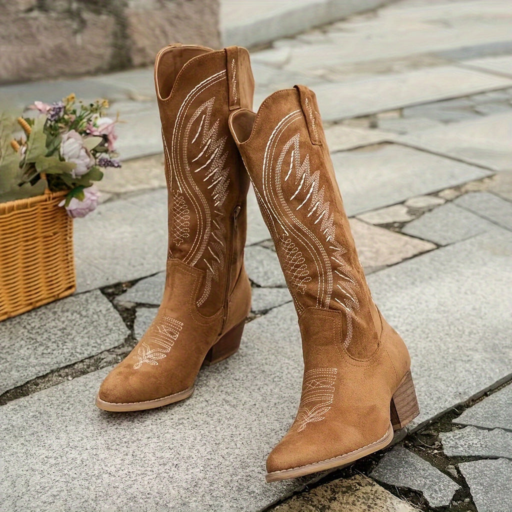 Natalie Womens Mid-Calf Block Heel Cowboy Boots
