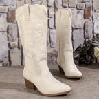 Natalie Womens Mid-Calf Block Heel Cowboy Boots