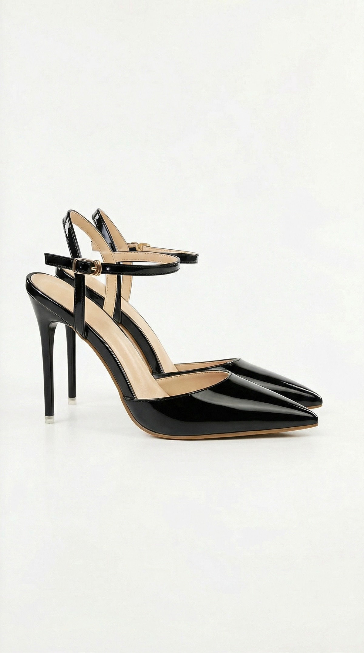 Lillian Womens Pointed Toe Heels with Ankle Strap Metallic High