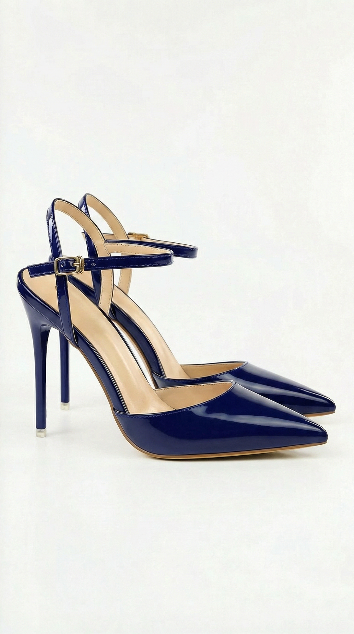 Lillian Womens Pointed Toe Heels with Ankle Strap Metallic High