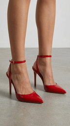 Lillian Womens Pointed Toe Heels with Ankle Strap Metallic High