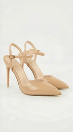 Lillian Womens Pointed Toe Heels with Ankle Strap Metallic High