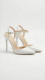 Lillian Womens Pointed Toe Heels with Ankle Strap Metallic High