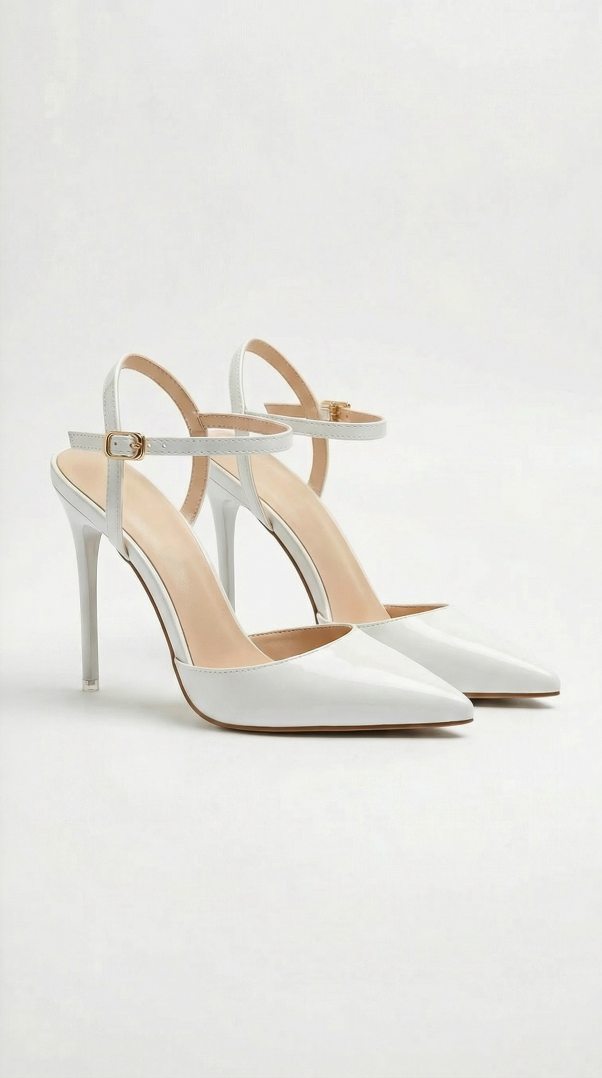 Lillian Womens Pointed Toe Heels with Ankle Strap Metallic High