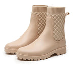 Isla Womens Tavener Quilted Knit Ankle Rain Boots