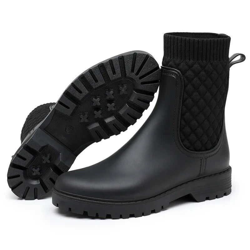 Isla Womens Tavener Quilted Knit Ankle Rain Boots