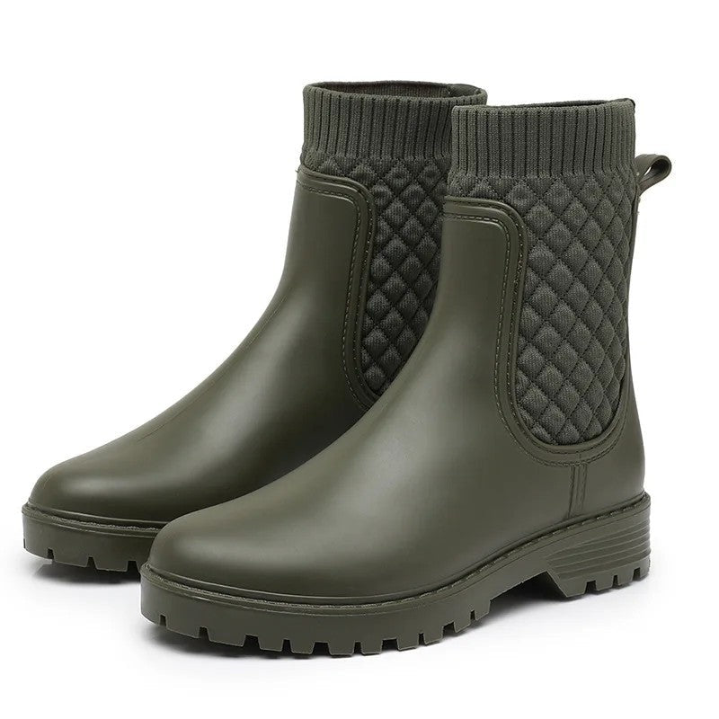 Isla Womens Tavener Quilted Knit Ankle Rain Boots