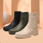 Isla Womens Tavener Quilted Knit Ankle Rain Boots