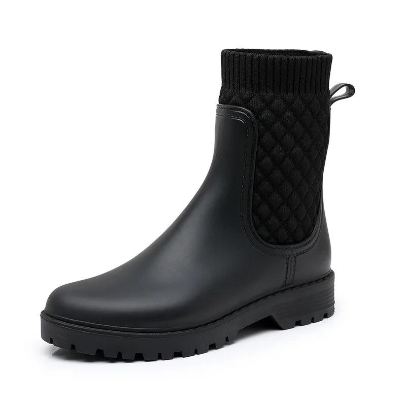 Isla Womens Tavener Quilted Knit Ankle Rain Boots